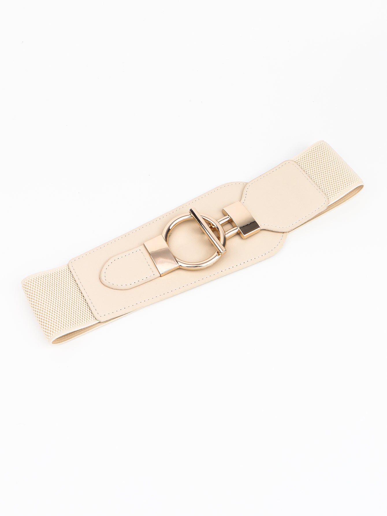 PU Elastic Wide Belt with Alloy Buckle Trendsi