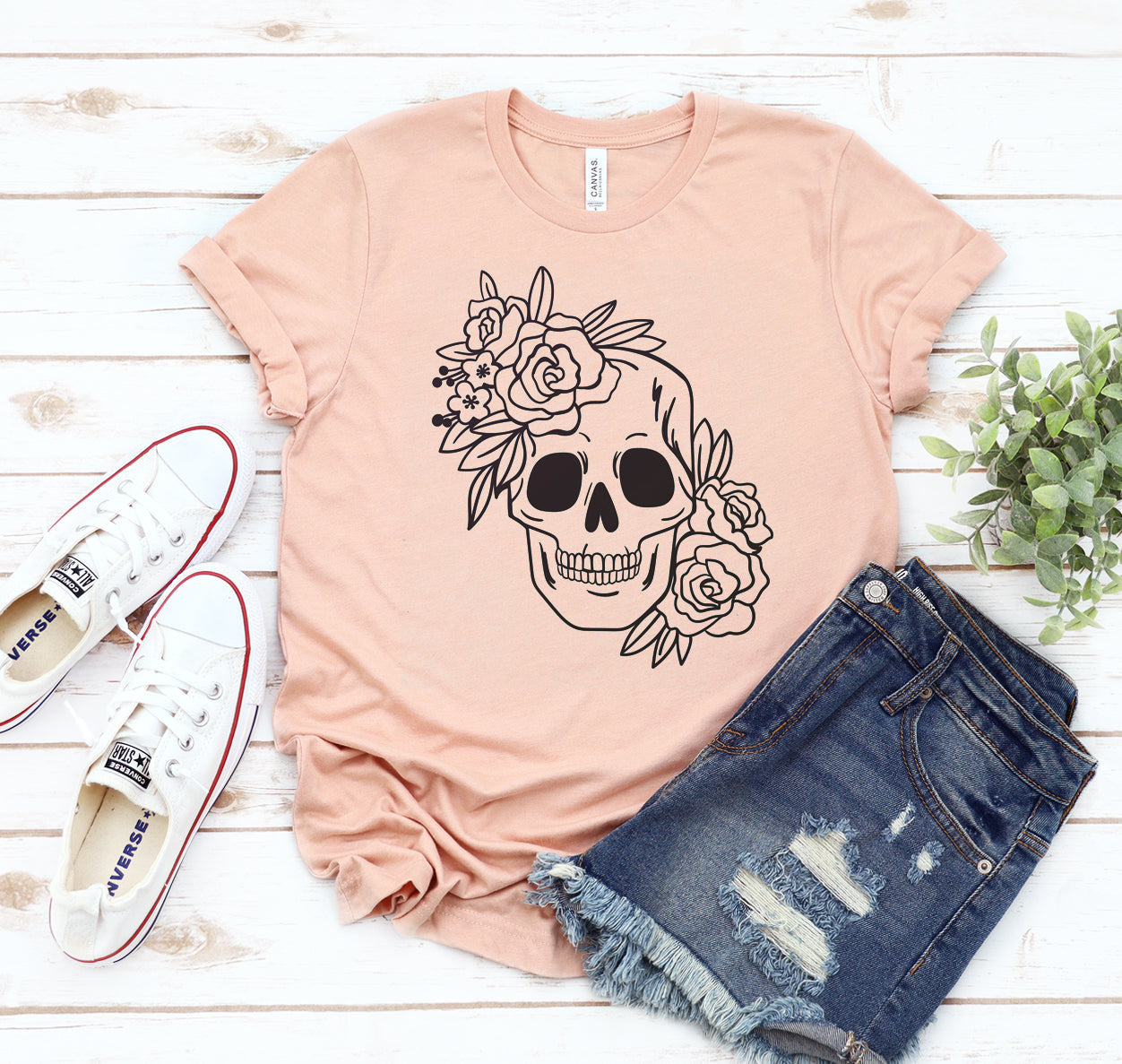 Floral Skull T-shirt Printliss